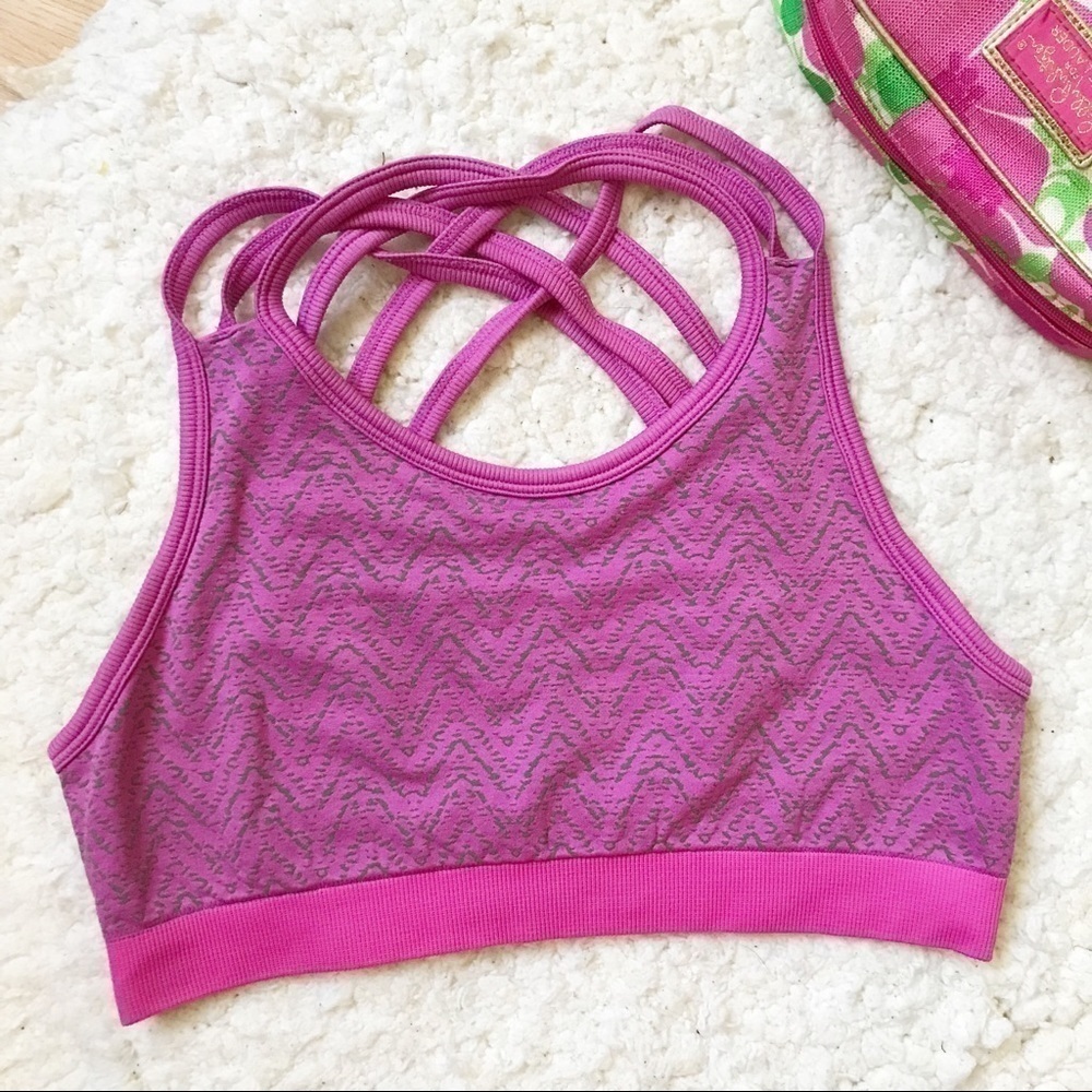 FORM FOCUS:Pink Criss-Cross Detailed Back Bra M/L